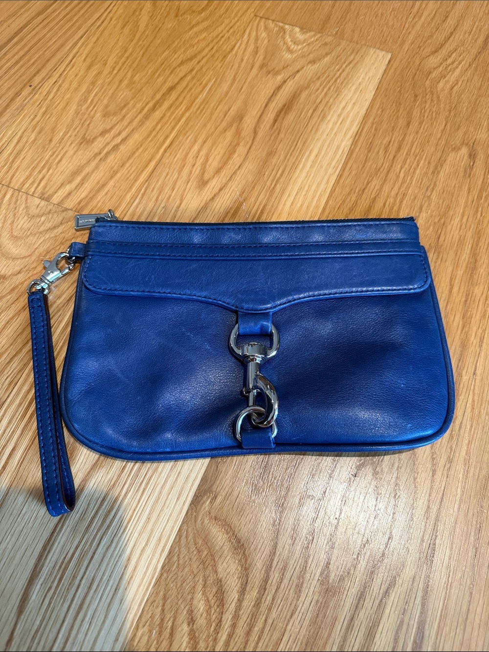 Rebecca Minkoff Royal Blue Leather Wristlet with Silver Hardware
